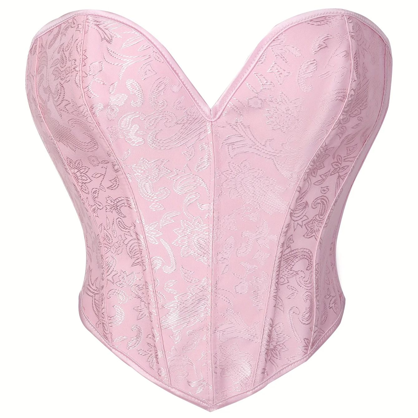 Strapless Bra Backless - คอร์เซ็ตสีชมพูสไตล์กอธิควิคตอเรียนสำหรับผู้หญิง วินเทจ บัสเทียร์แบบไม่มีสาย ไหล่เปลือย เสื้อครอปท็อปแบบเปิดหลัง คอร์เซ็ตแบบไม่มีสาย