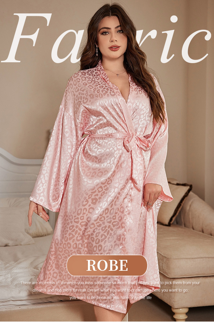 Robe Silk Women - ชุดคลุมอาบน้ำไซส์ใหญ่สำหรับผู้หญิง ชุดนอนเซ็กซี่ ผ้าไหมเทียม ชุดคลุมลำลองสำหรับฤดูร้อน ชุดนอนบางเบา ชุดคลุมอาบน้ำเรียบง่าย