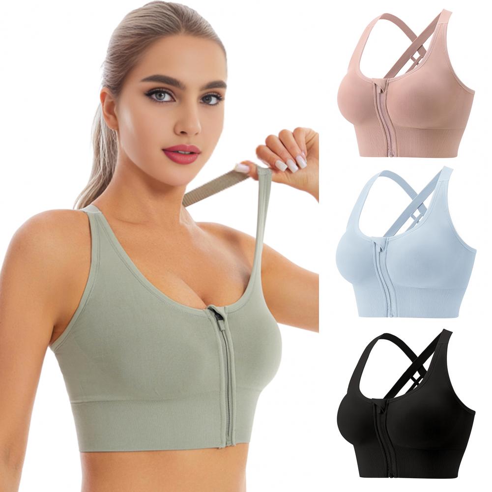 Sports Bra High Impact - เสื้อชั้นในกีฬาไร้สายแบบมีซิปด้านหน้า ทรง Racerback รองรับแรงกระแทกสูง เหมาะสำหรับวิ่ง ออกกำลังกาย