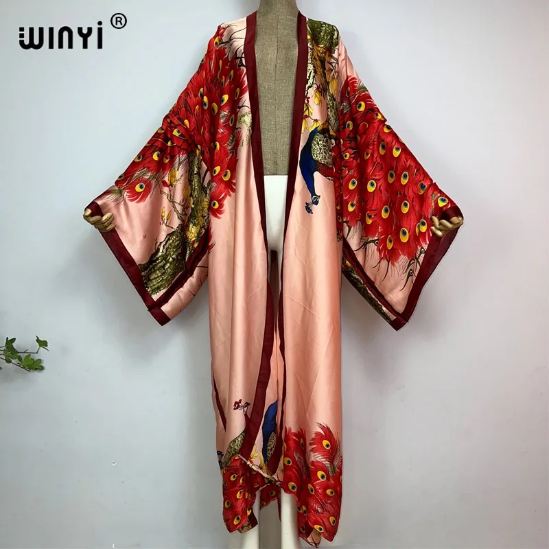Robe Silk Women - WINYI 2022 เสื้อคลุมผู้หญิงฤดูร้อน สไตล์ค็อกเทล เซ็กซี่ โบโฮ